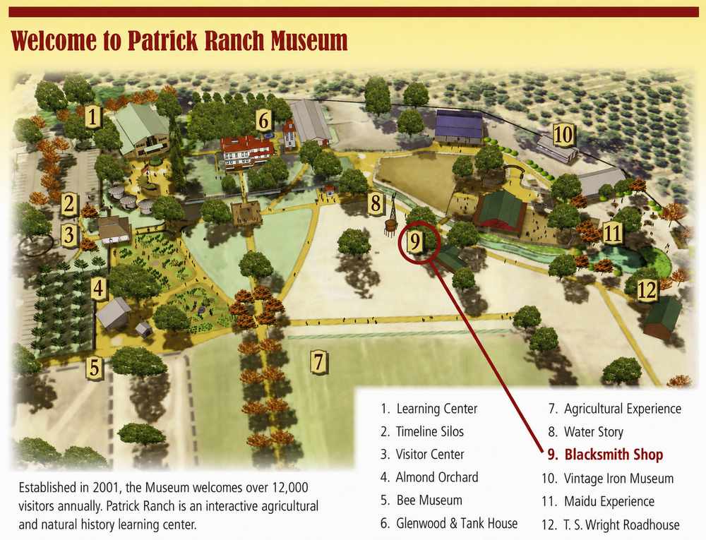 Ranch map highlighting location of Blacksmith Shop